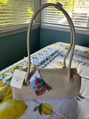 Isadora Cream smooth Genuine Italian Leathet Shoulder Bag